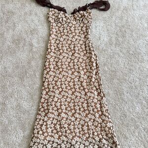 Floral Brown and Cream Dress
